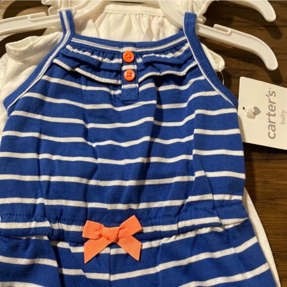 New Carter’s 2 pack rompers ruffle embroidered size newborn - Picture 5 of 9